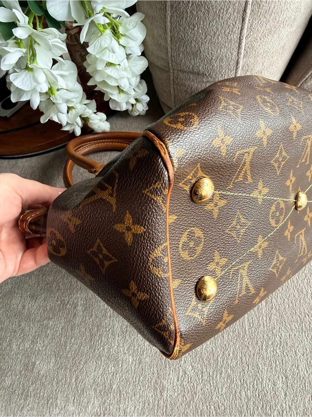 Louis Vuitton Monogram Trivoli PM Canvas Top Handle Satchel Authentic